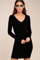 Lulus Body Language Black Long Sleeve Bodycon Dress