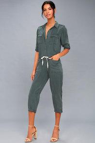 On The Road Riley Washed Navy Blue Utility Jumpsuit