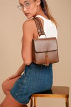 Lulus | Graduate Brown Leather Mini Backpack