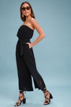 Darleen Black Strapless Culotte Jumpsuit | Lulus