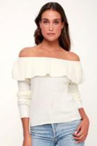 Lumiere Atwell Ivory Off-the-shoulder Knit Sweater | Lulus