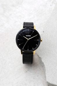 Nixon Kensington Leather Gold, Black, And White Watch