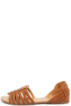 Verali Ilana Tan Leather Huarache Flats | Lulus