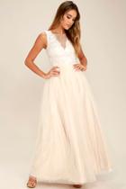 Lulus Could Have Danced All Night Light Beige Maxi Dress