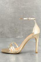 Anne Michelle | Akira Gold Patent Ankle Strap Heels | Size 10 | Vegan Friendly | Lulus