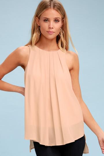 Doe & Rae Atlantic Blush Sleeveless Pleated Top | Lulus