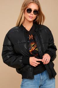 Cheap Monday Risky Black Puffer Bomber Jacket