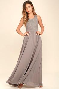 Lulus Twinkle In My Eye Grey Beaded Maxi Dress