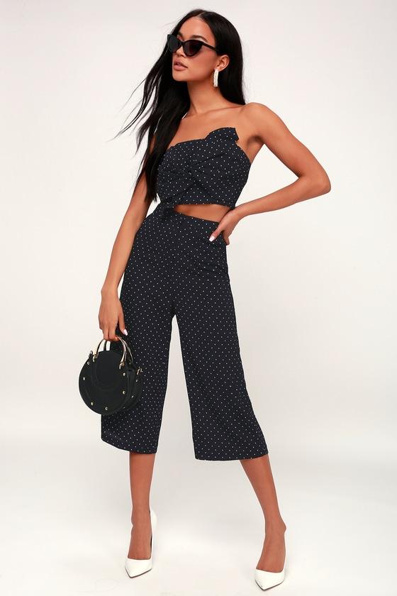 Neptune Navy Blue Polka Dot Culotte Pants | Lulus