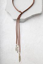 Lulus Tell Them A Tale Gold And Brown Lariat Necklace