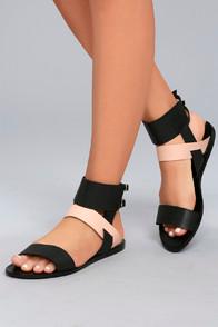 Kaanas Kaanas Prainha Black Leather Ankle Strap Sandals