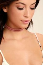 Lulus | Get Out Of Town Rusty Rose Layered Choker Necklace | Pink | Vegan Friendly