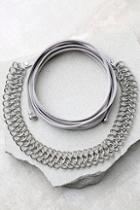 Lulus Affinity Silver And Grey Wrap Necklace