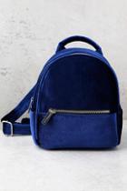 Lulus Skinnydip London Cutie Navy Blue Velvet Mini Backpack