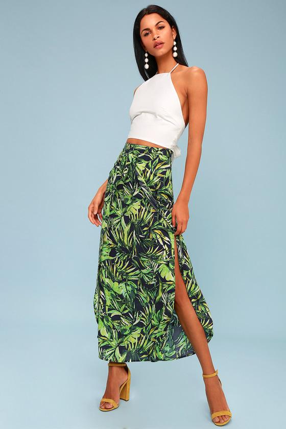 Lucy Love Hyde Beach Blue And Green Tropical Print Maxi Skirt | Lulus