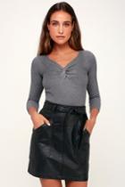 Wishlist Trip To Tribeca Black Vegan Leather Belted Mini Skirt | Lulus