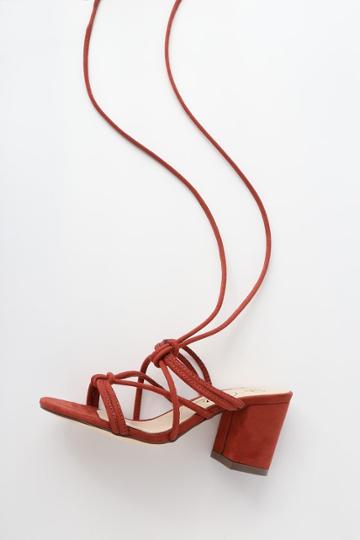 Machi Abbie Rust Red Suede Lace-up Heels | Lulus