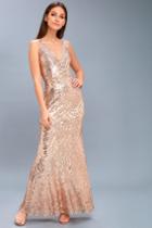 Lulus | Canterbury Rose Gold Sequin Maxi Dress