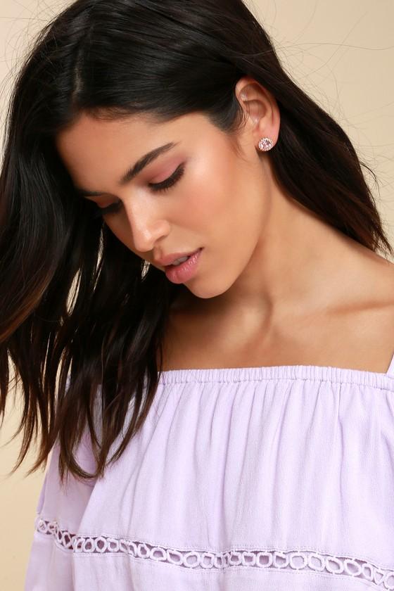 Light In The Night Gold And Pink Rhinestone Earrings | Lulus