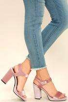Qupid Tiffany Blush Velvet Platform Heels