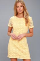 Love You For Eternity Yellow Lace Shift Dress | Lulus
