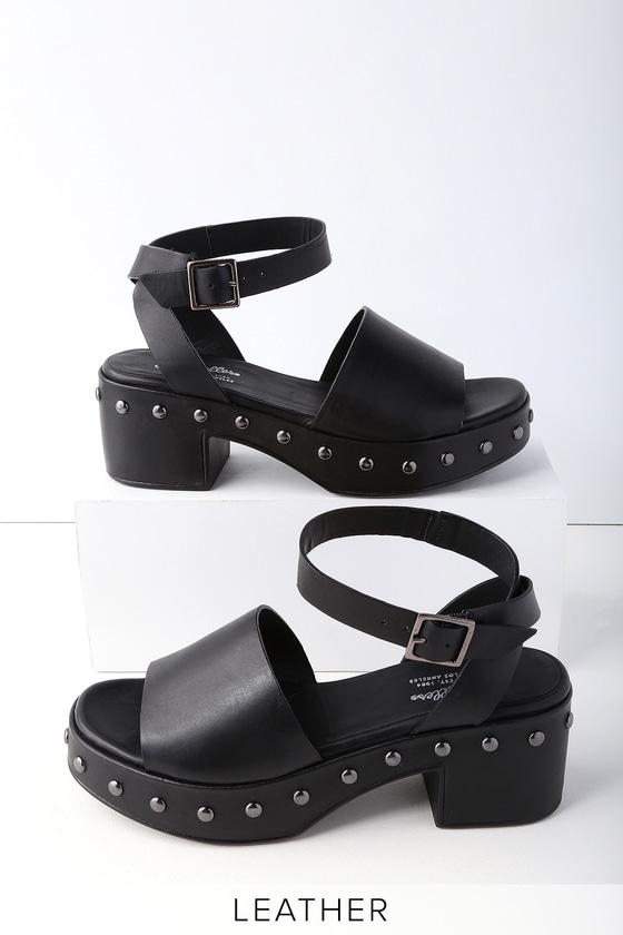 Seychelles Spare Moments Black Leather Platform Sandal Heels | Lulus