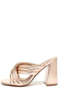 Cape Robbin Cosmic Voyage Rose Gold Peep-toe Mules