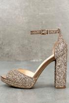 Jessica Simpson Jenee2 Lira Gold Glitter Platform Heels