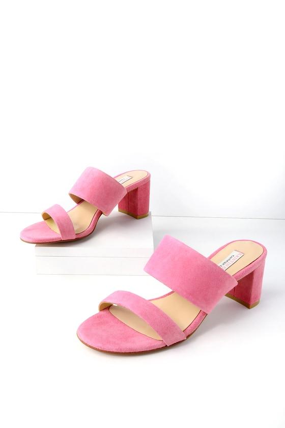 Kristin Cavallari Lakeview Fuchsia Genuine Suede Leather Mules | Lulus