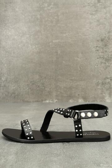 Matisse | Amuse Society X Matisse Rock Muse Black Leather Studded Sandal Heels | Size 7 | Lulus