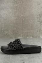 Kendall + Kylie | Shiloh Black Leather Slide Sandals | Size 6 | Lulus