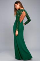 Maniju Whenever You Call Forest Green Lace Maxi Dress | Lulus