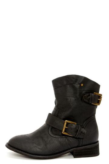 Patrice 1 Black Slouchy Buckled Ankle Boots