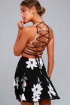 Happy Together Black Floral Print Lace-up Dress | Lulus