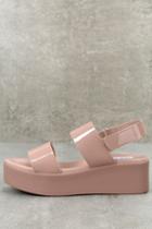 Steve Madden Rachel Dark Blush Patent Leather Flatform Sandal Heels | Lulus