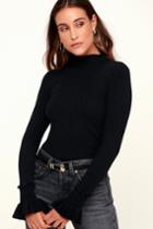 Black Swan Emma Black Long Sleeve Mock Neck Sweater Top | Lulus