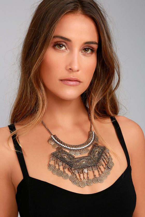 Lulus | Saharan Stunner Gold Statement Necklace