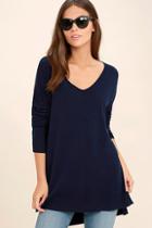 Lulus Feel The Magic Navy Blue V-neck Sweater