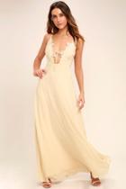 Lulus Sway With Me Beige Embroidered Maxi Dress