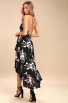 Gild The Lily Black Floral Print High Low Maxi Dress | Lulus
