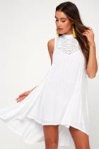 O'neill Issi White Crochet Lace High-low Dress | Lulus