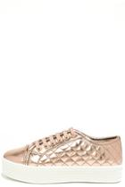 Breckelle's Leeloo Rose Gold Quilted Flatform Sneakers