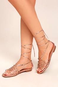 Machi Nisse Rose Gold Lace-up Sandals