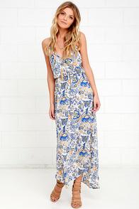 Lush Along The Waterway Cream Floral Print Maxi Dress