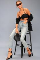 St. Barts Black Tie-front Halter Crop Top | Lulus