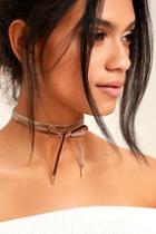 Lulus | Lock It Up Brown Velvet Wrap Necklace