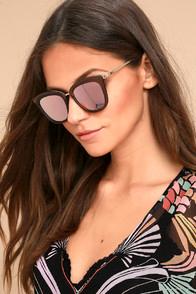 Le Specs Caliente Matte Brown And Pink Mirrored Sunglasses