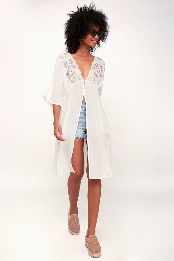 Sadie & Sage Bay Cove White Sheer Embroidered Maxi Top | Lulus