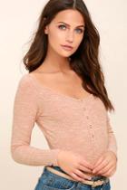 Lulus Hangin' Around Blush Pink Off-the-shoulder Top