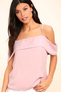 Lulus Play A Tune Blush Pink Off-the-shoulder Top